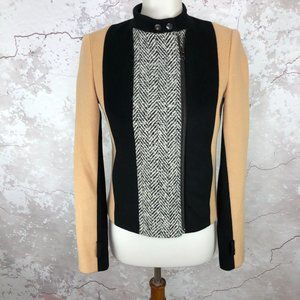 Laveer Colorblock Herringbone Wool Blend Jacket Size 2